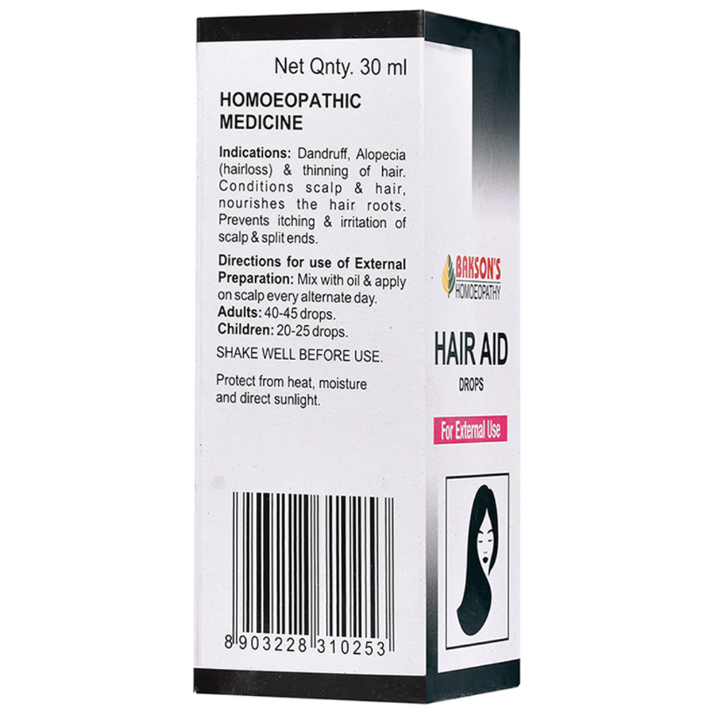 Bakson's Homeopathy Hair Aid Drop for External Use bottle of 30 ml Drop