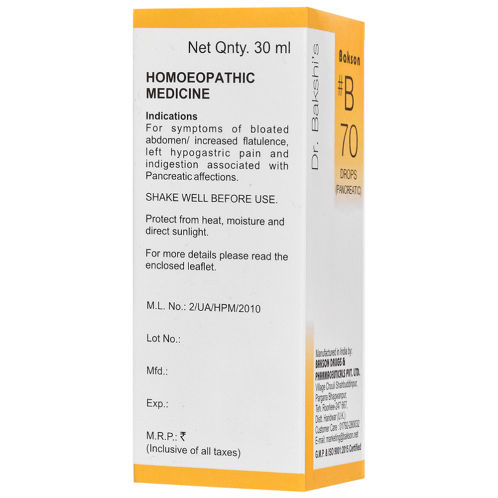 Bakson B70 Pancreatic Drop bottle of 30 ml Drop