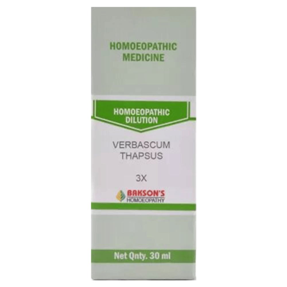 Bakson's Homeopathy Verbascum Thapsus  Dilution 3X bottle of 30 ml Dilution