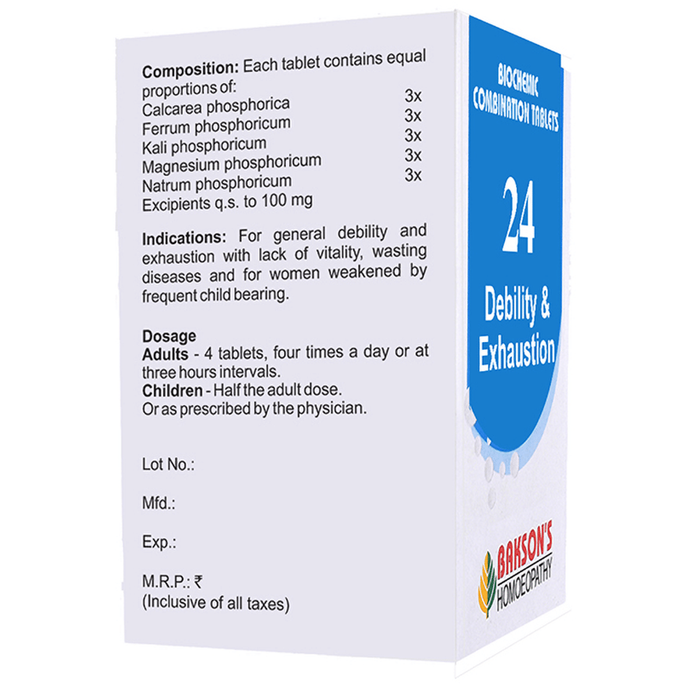 Bakson's Homeopathy Biocombination 24 Tablet bottle of 250 biocombination tablets