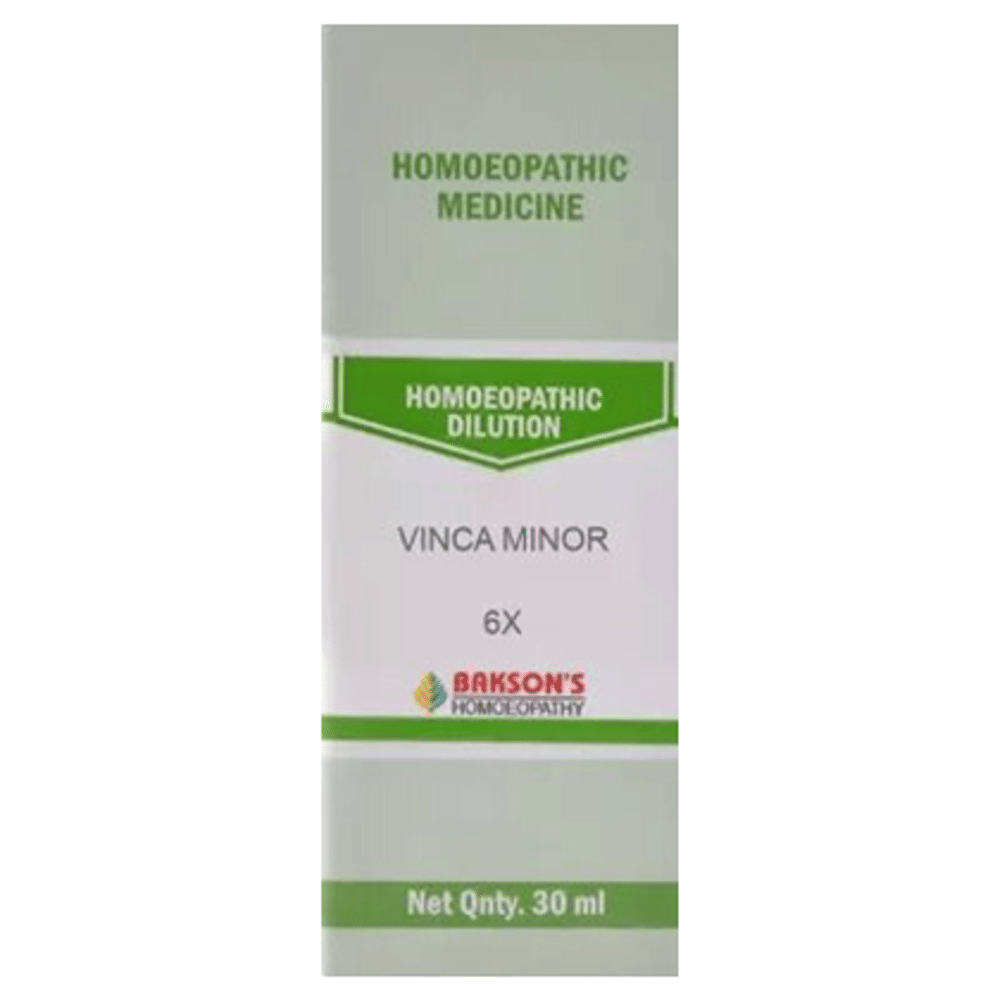Bakson's Homeopathy Vinca Minor Dilution 6X bottle of 30 ml Dilution