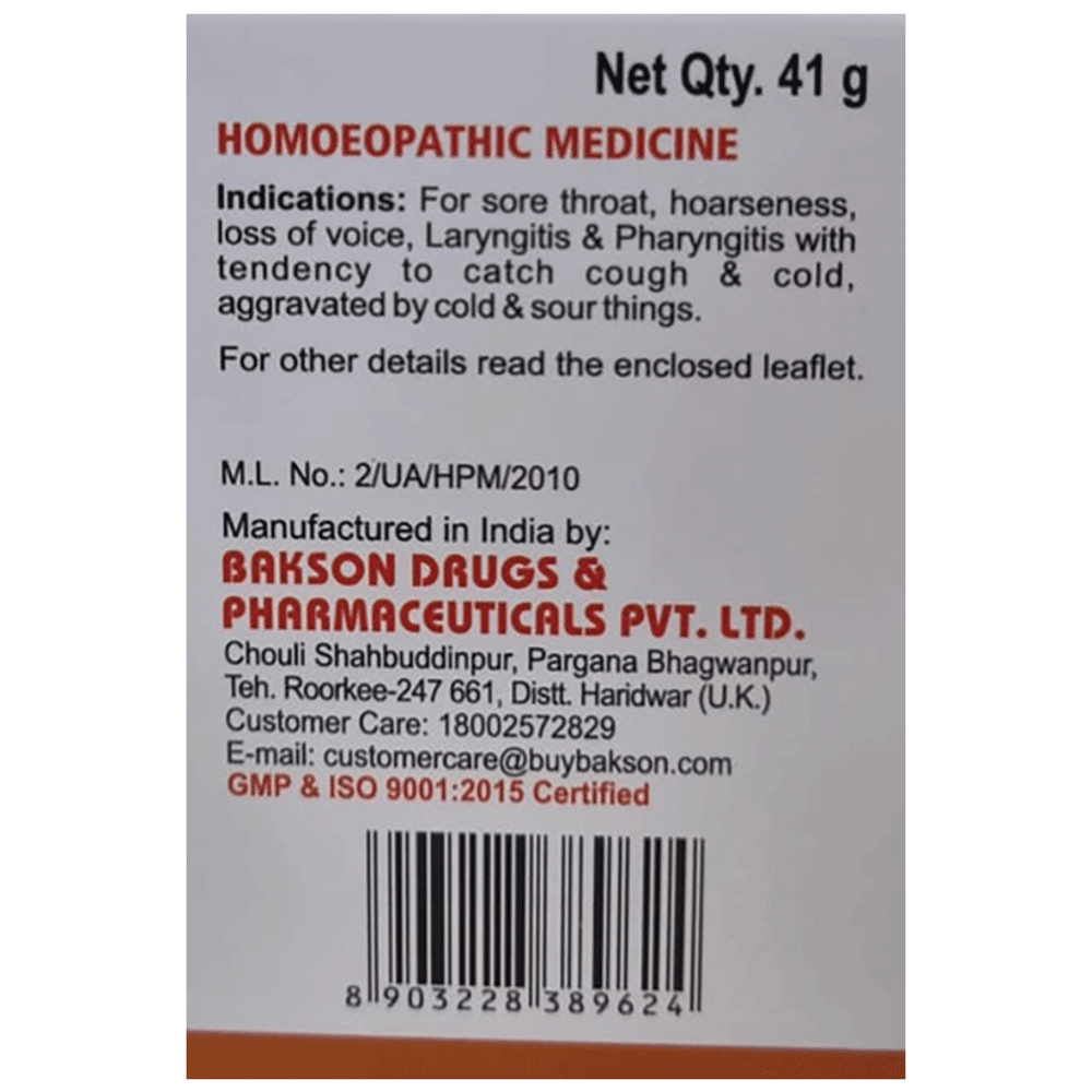 Bakson's Homeopathy Throat Aid Tablet bottle of 41 gm Tablet