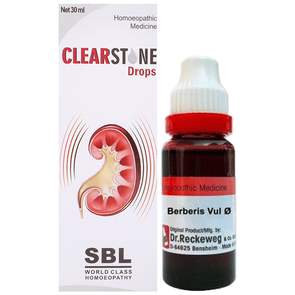 Combo Pack of Dr. Reckeweg Berberis Vul Mother Tincture Q (20ml) & SBL Clearstone Drop (30ml) combo pack of 2 bottles