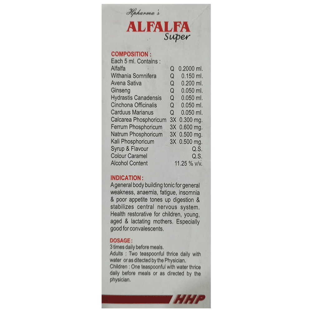 HHP Alfalfa Super General Health Tonic bottle of 100 ml Tonic