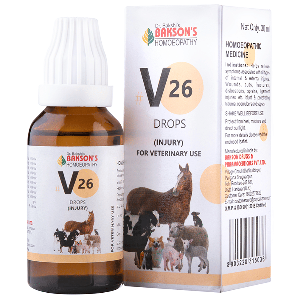 Bakson's Homeopathy V26 Injury Drop for Veterinary Use Drop bottle of 30 ml Drop