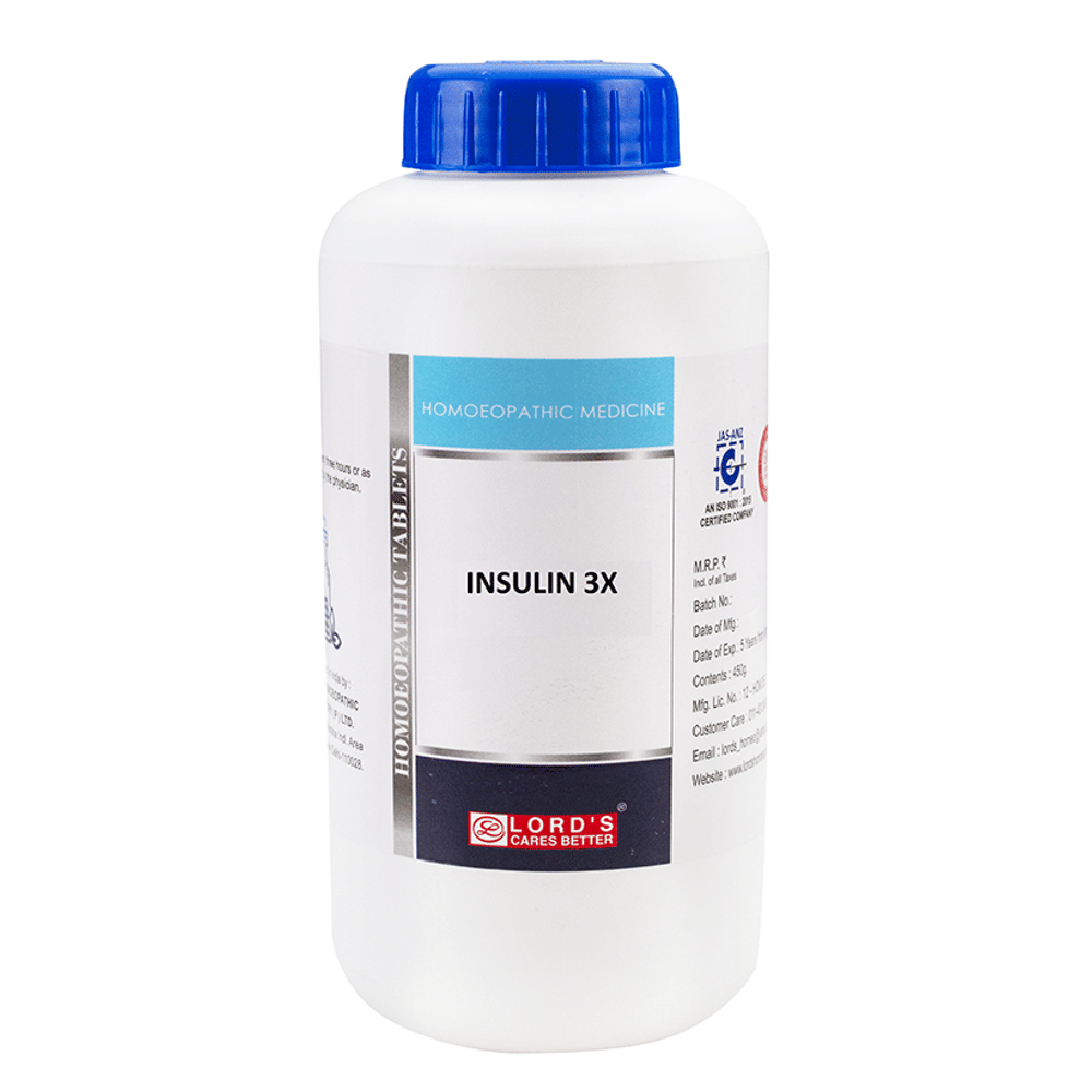 Lord's Insulin Trituration Tablet 3X bottle of 450 gm Trituration Tablet