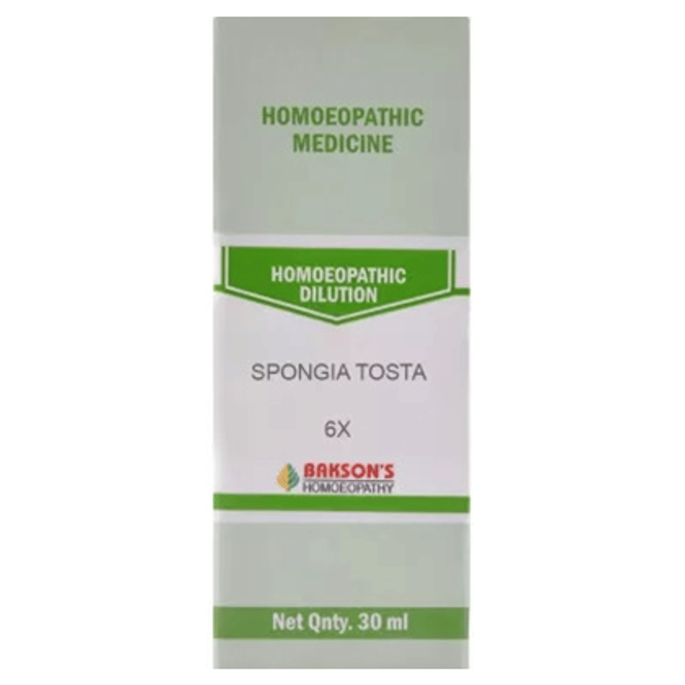 Bakson's Homeopathy Spongia Tosta Dilution 6X bottle of 30 ml Dilution Bakson's Homeopathy Spongia Tosta Dilution 6X bottle of 30 ml Dilution