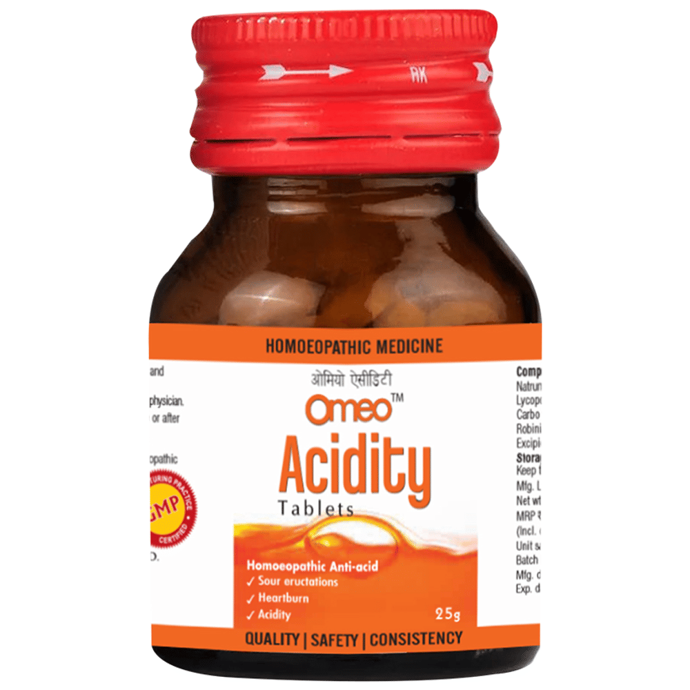 Bjain Omeo Acidity Tablet bottle of 25 gm Tablet