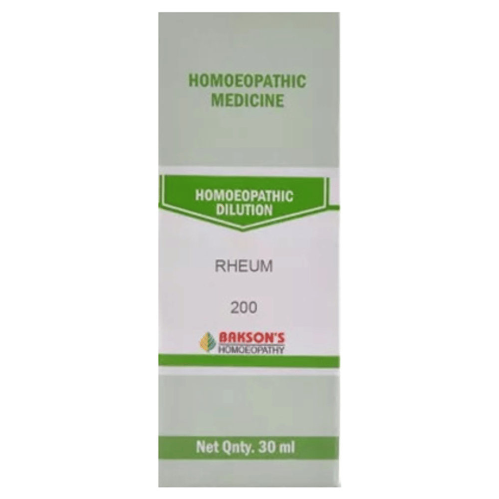 Bakson's Homeopathy Rheum  Dilution 200 bottle of 30 ml Dilution