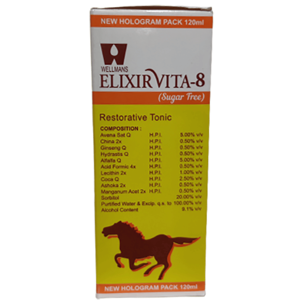 Dr. Wellmans Elixirvita 8 Restorative Tonic Sugar Free bottle of 120 ml Tonic