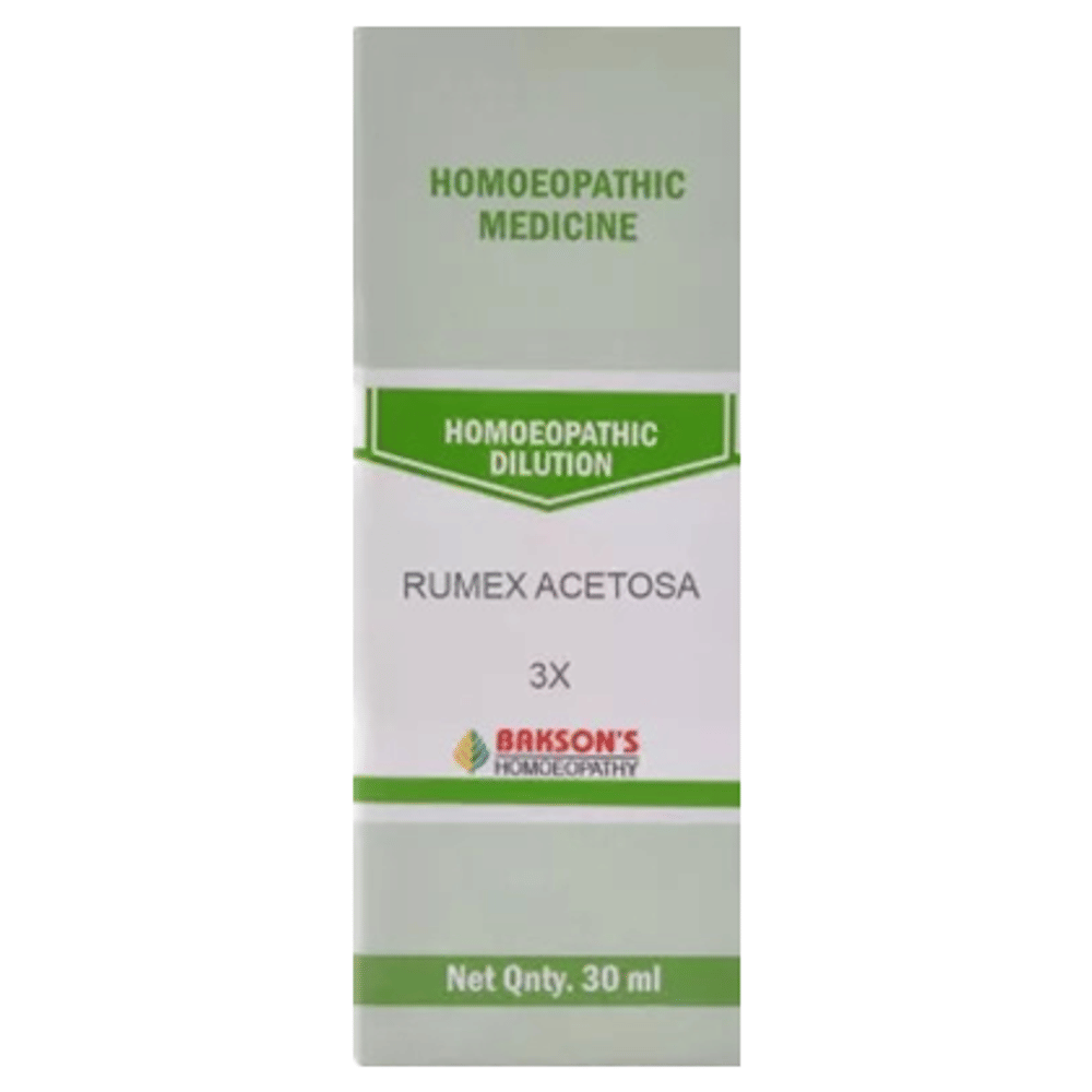 Bakson's Homeopathy Rumex Acetosa Dilution 3X bottle of 30 ml Dilution