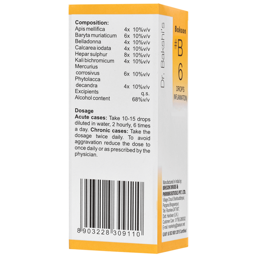 Bakson B6 Inflammation Drop bottle of 30 ml Drop