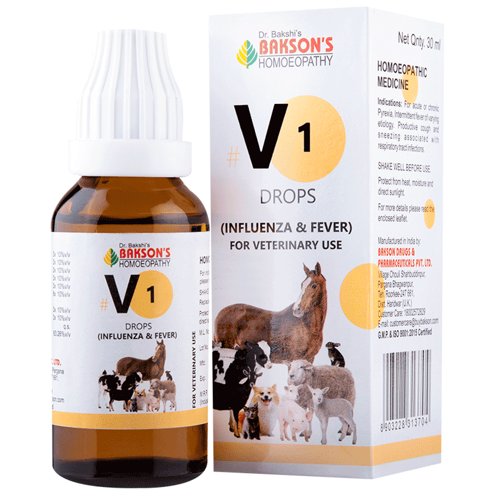 Bakson's Homeopathy V1 Influenza & Fever Drop for Veterinary Use bottle of 30 ml Drop