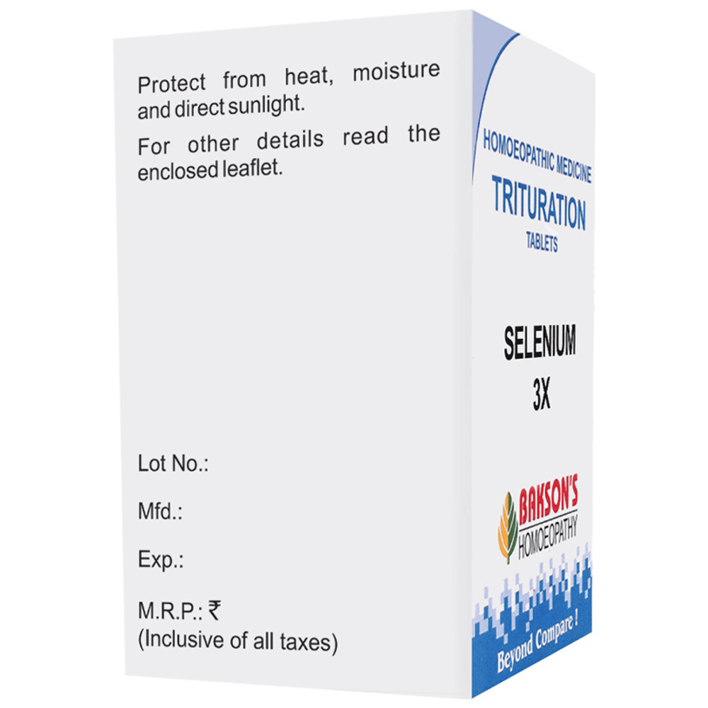 Bakson's Homeopathy Selenium Trituration Tablet 3X bottle of 100 trituration tablets