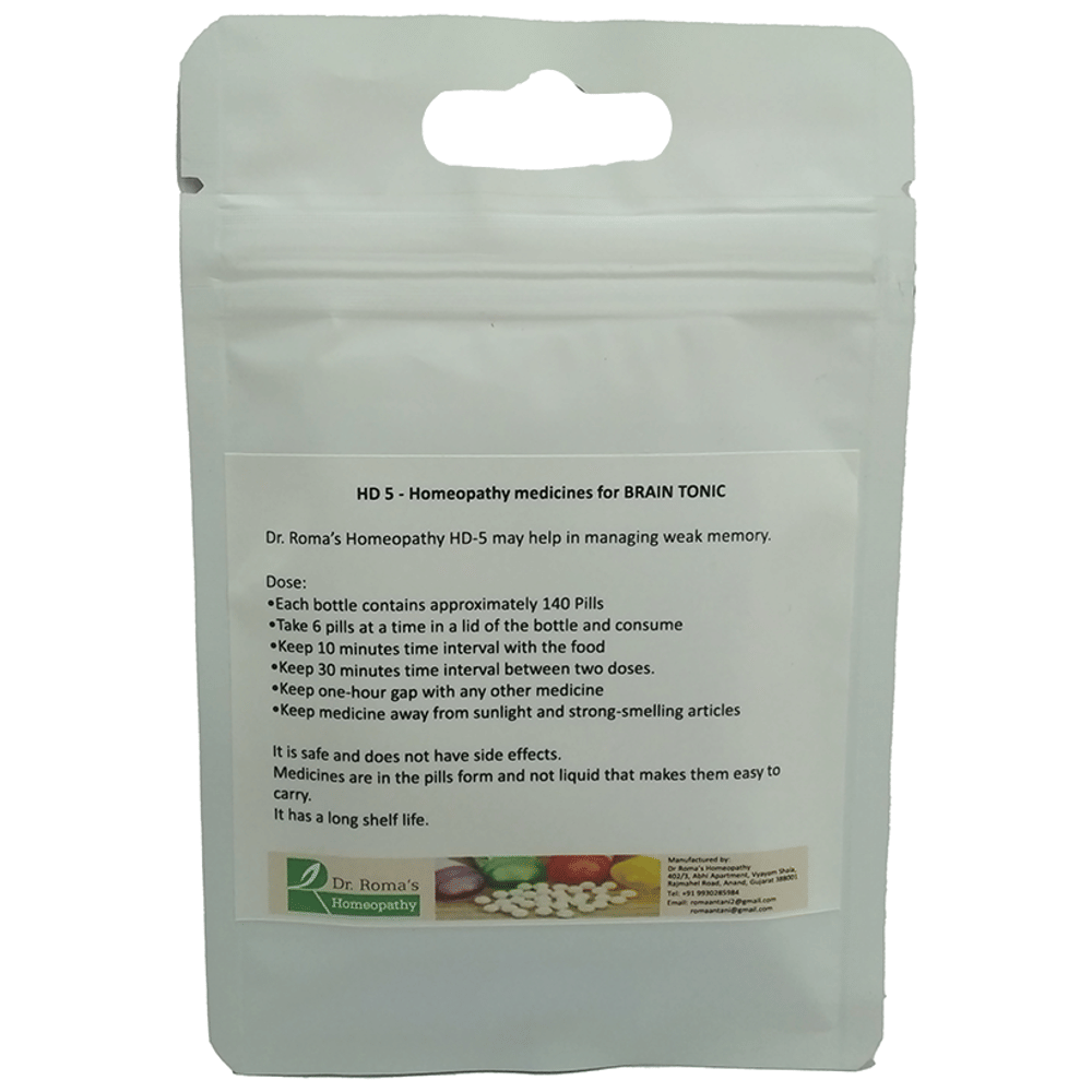 Dr. Romas Homeopathy HD-5 Brain Tonic, 2 Bottles of 2 Dram packet of 2 bottles