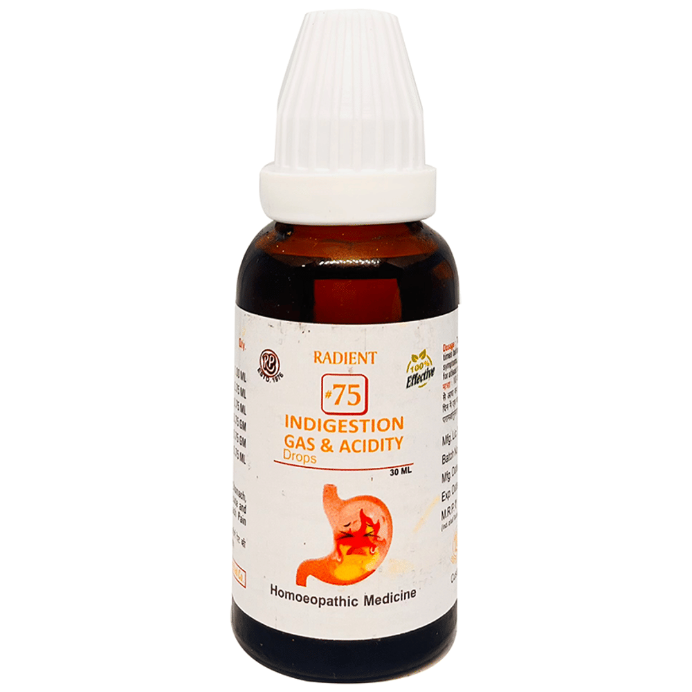 Radient #75 Indigestion Gas and Acidity Drops bottle of 30 ml Oral Drops