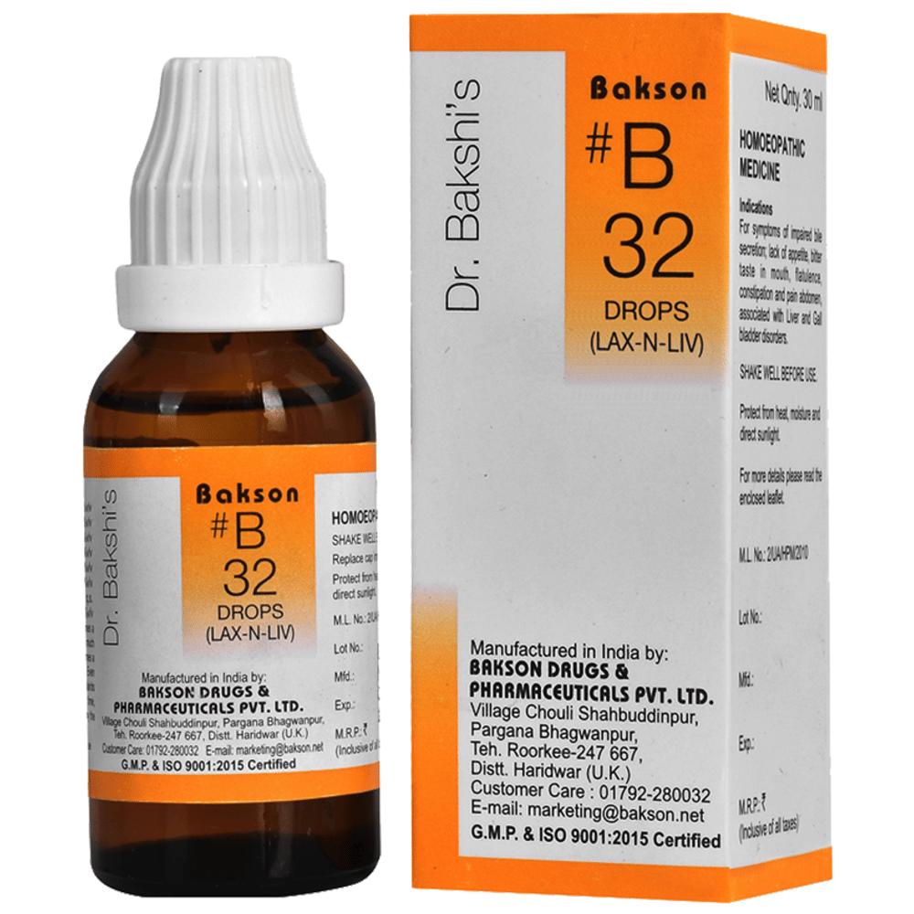 Bakson B32 Lax-N-Liv Drop bottle of 30 ml Drop