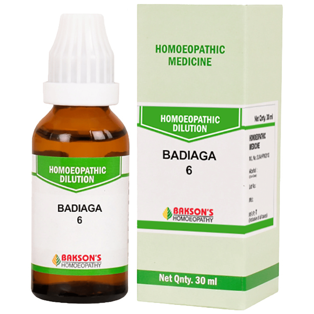 Bakson's Homeopathy Badiaga Dilution 6 CH bottle of 30 ml Dilution