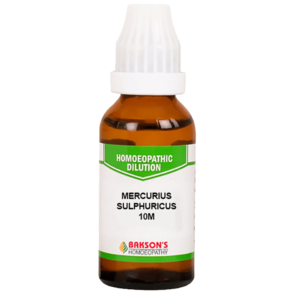 Bakson's Homeopathy Mercurius Sulphuricus Dilution 10M bottle of 30 ml Dilution Bakson's Homeopathy Mercurius Sulphuricus Dilution 10M bottle of 30 ml Dilution