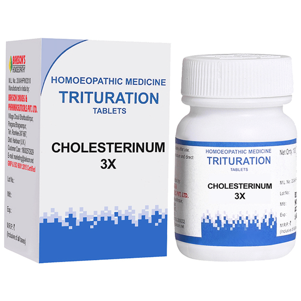 Bakson's Homeopathy Cholesterinum Trituration Tablet 3X bottle of 100 trituration tablets