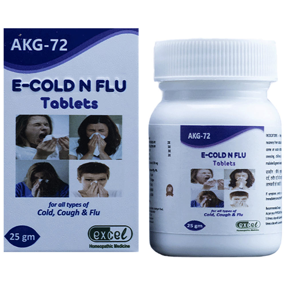 Excel AKG 72 E-Cold N Flu Tablet bottle of 25 gm Tablet
