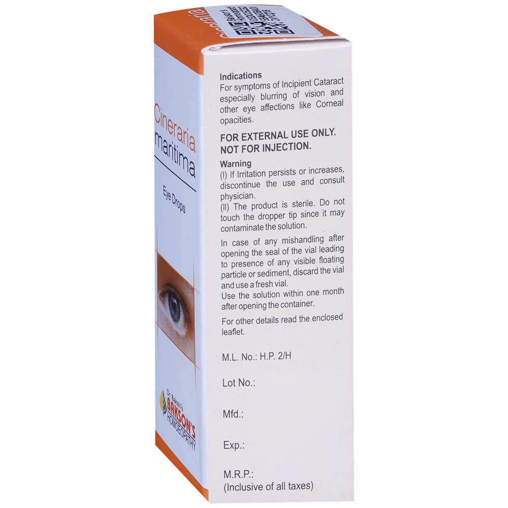 Bakson's Homeopathy Cineraria Maritima Eye Drop | For Blur Vision & Eye Care Eye Drop bottle of 10 ml Eye Drop Bakson's Homeopathy Cineraria Maritima Eye Drop | For Blur Vision & Eye Care Eye Drop bottle of 10 ml Eye Drop