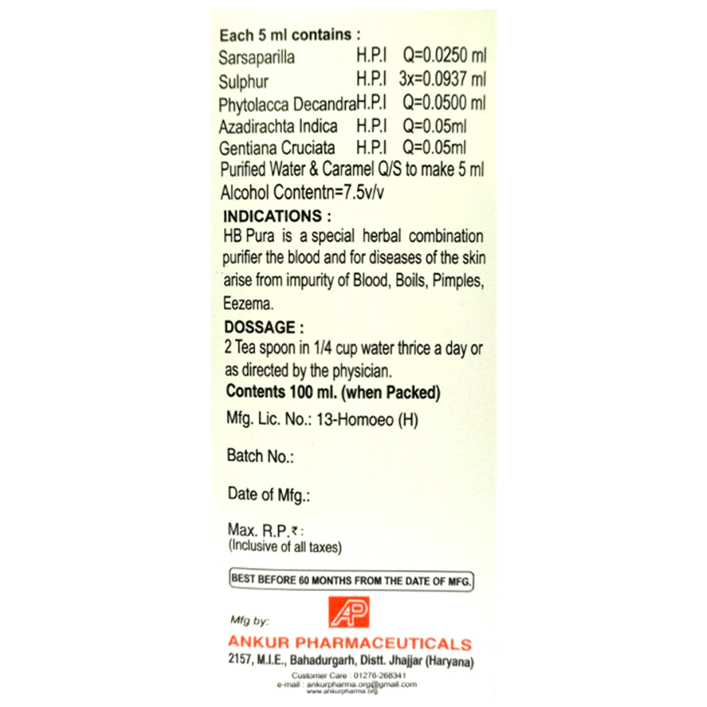 Ankur Hb-Pura  Syrup bottle of 100 ml Syrup