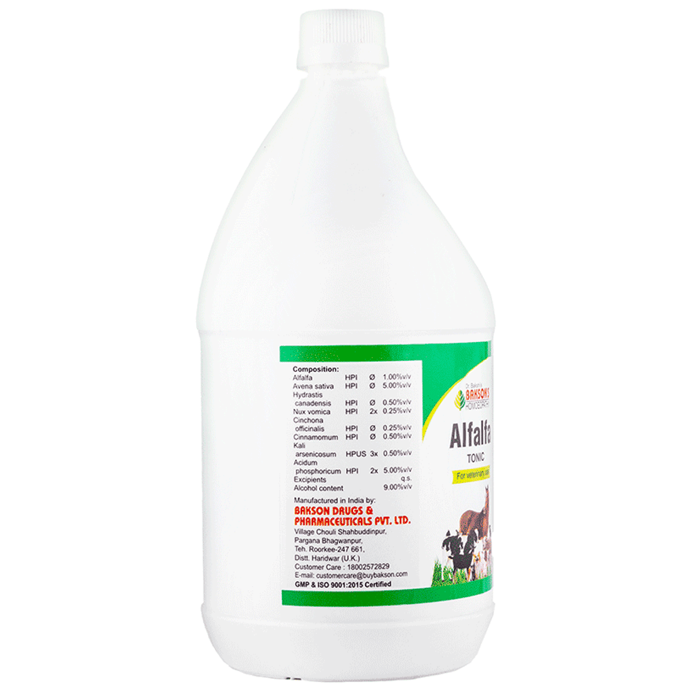 Bakson's Homeopathy Alfalfa Tonic for Veterinary Use bottle of 1000 ml Tonic Bakson's Homeopathy Alfalfa Tonic for Veterinary Use bottle of 1000 ml Tonic