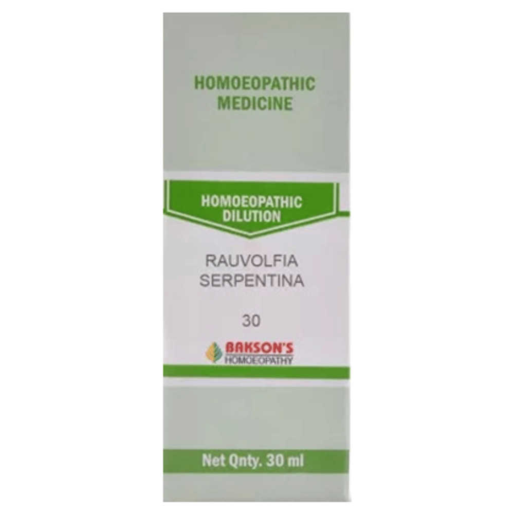 Bakson's Homeopathy Rauvolfia Serpentina Dilution 30 bottle of 30 ml Dilution
