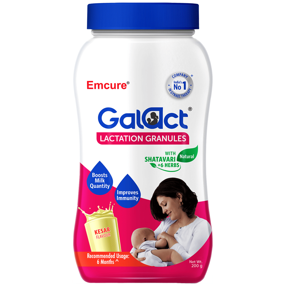 Galact Lactation Granules with Shatavari | Flavour Kesar jar of 200 gm Granules
