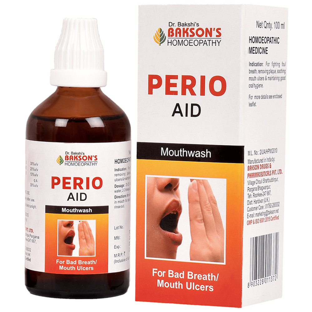 Bakson's Homeopathy Perio Aid Mouth Wash bottle of 100 ml Mouth Wash