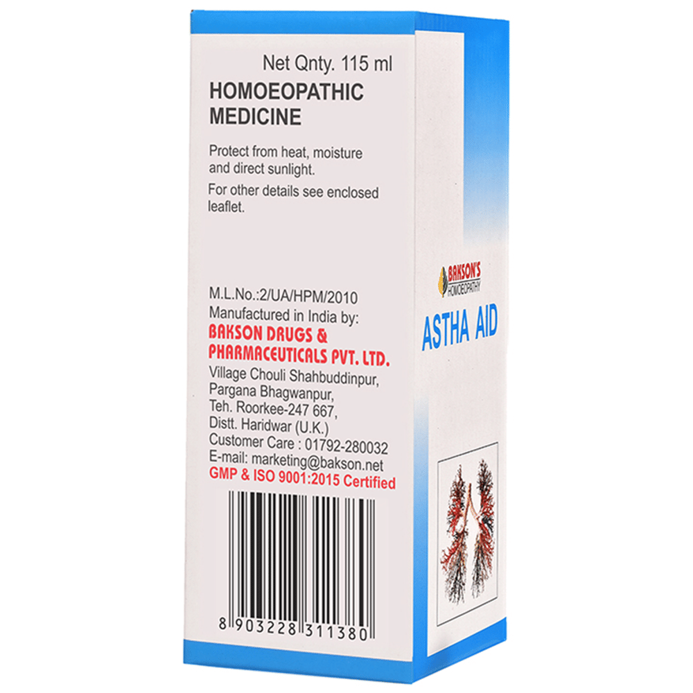 Bakson's Homeopathy Astha Aid Syrup bottle of 115 ml Syrup Bakson's Homeopathy Astha Aid Syrup bottle of 115 ml Syrup