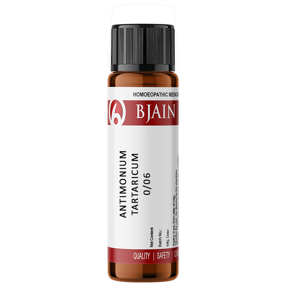 Bjain Antimonium Tartaricum Globules 0/6 LM bottle of 6 gm Globules