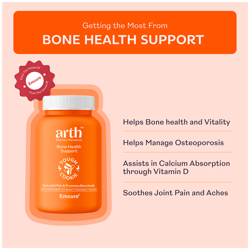 Arth Bone Health Support Tablet | Coral Calcium and Vitamin D3 for Strong Bones bottle of 60 tablets