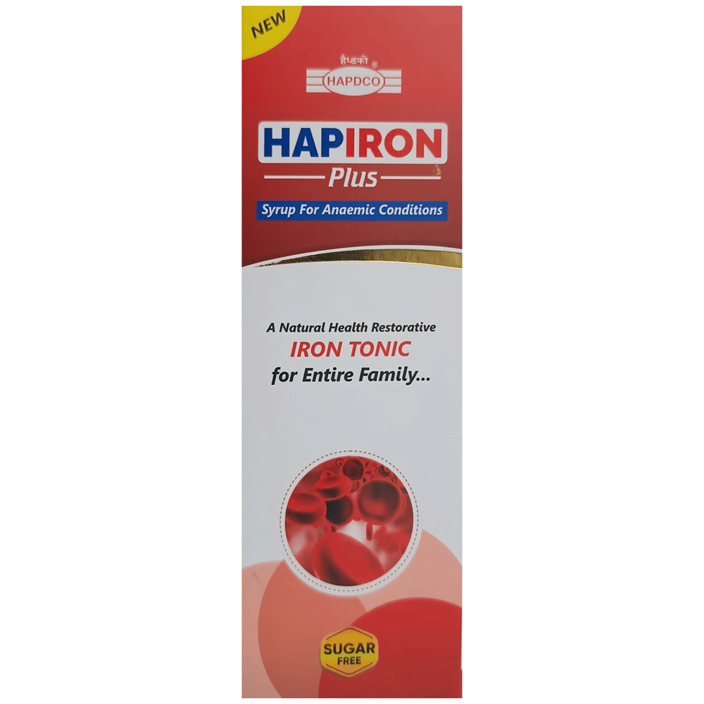 Hapdco Hapiron Plus Iron Tonic Sugar Free bottle of 200 ml Tonic