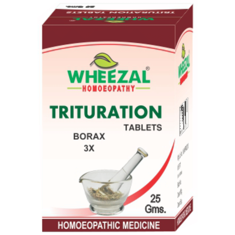 Wheezal Borax Trituration Tablet 3X bottle of 25 gm Trituration Tablet