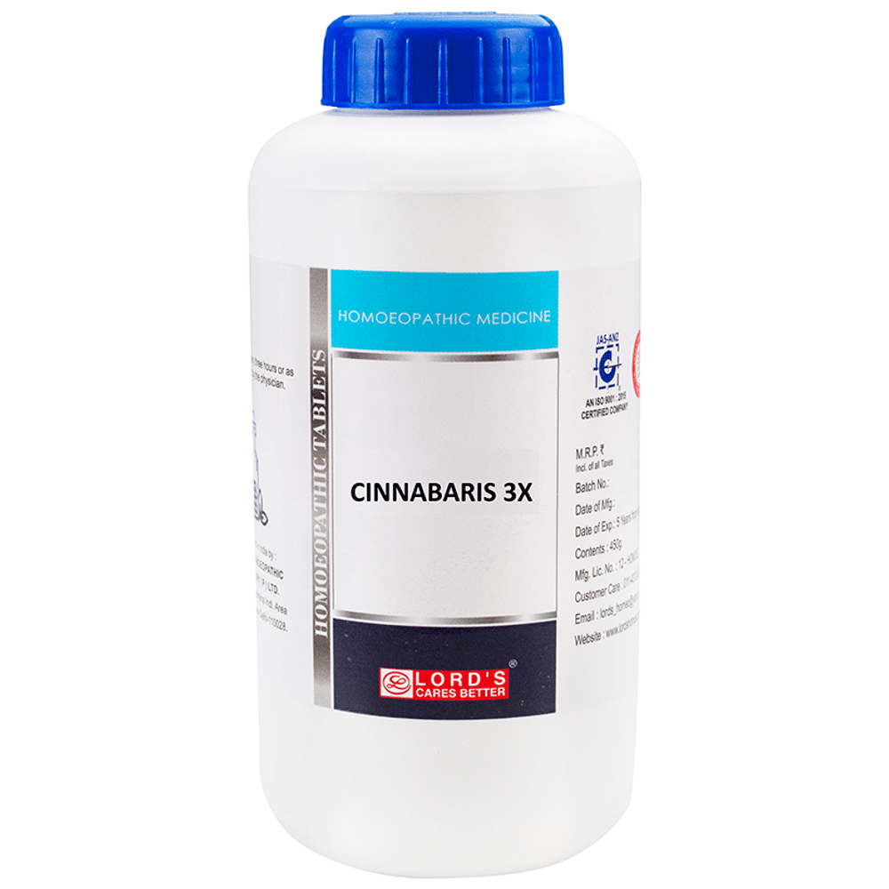 Lord's Cinnabaris Trituration Tablet 3X bottle of 450 gm Trituration Tablet