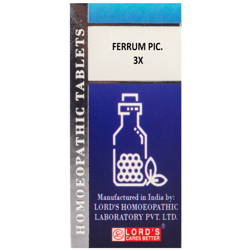 Lord's Ferrum Pic Trituration Tablet 3X bottle of 25 gm Trituration Tablet