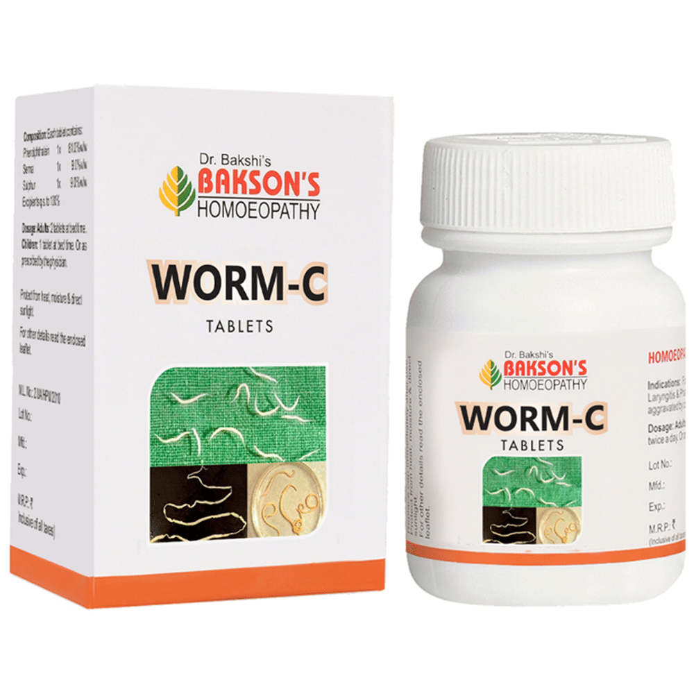 Bakson's Homeopathy Worm-C Tablet bottle of 40 tablets