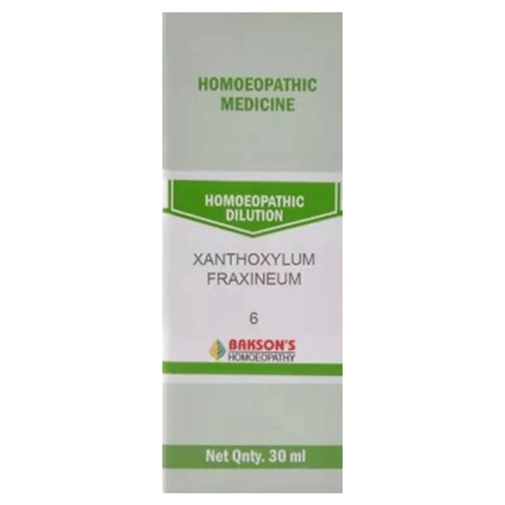 Bakson's Homeopathy Xanthoxylum Fraxineum  Dilution 6 bottle of 30 ml Dilution