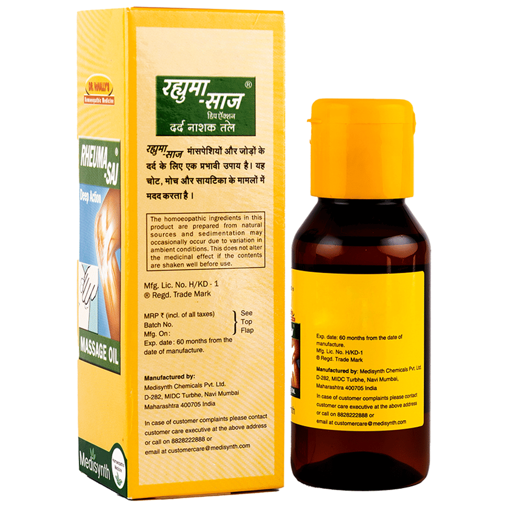 Medisynth Rheuma-Saj Massage Oil bottle of 60 ml Oil Medisynth Rheuma-Saj Massage Oil bottle of 60 ml Oil