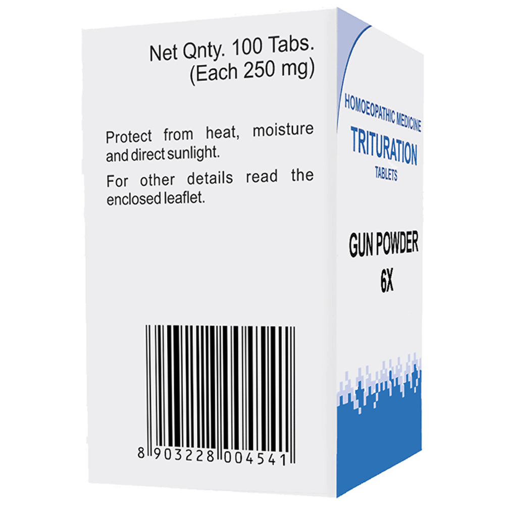 Bakson's Homeopathy Gun Powder Trituration Tablet 6X bottle of 100 trituration tablets Bakson's Homeopathy Gun Powder Trituration Tablet 6X bottle of 100 trituration tablets