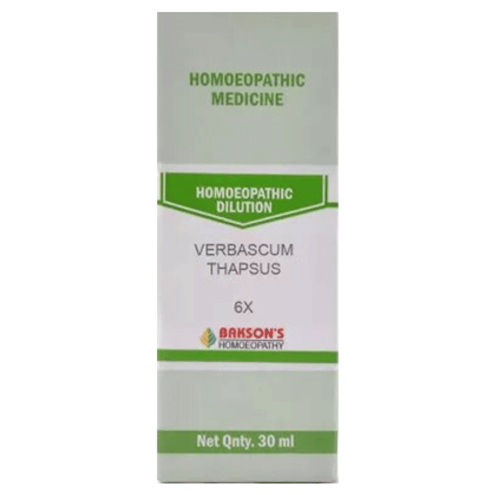Bakson's Homeopathy Verbascum Thapsus  Dilution 6X bottle of 30 ml Dilution