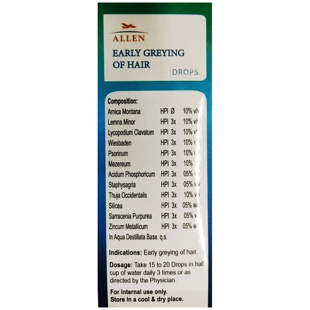 Allen A82 Premature Greying Of Hair Drop bottle of 30 ml Drop Allen A82 Premature Greying Of Hair Drop bottle of 30 ml Drop