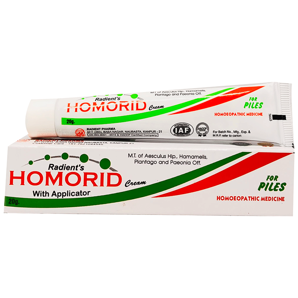 Radient Homorid Cream tube of 20 gm Cream