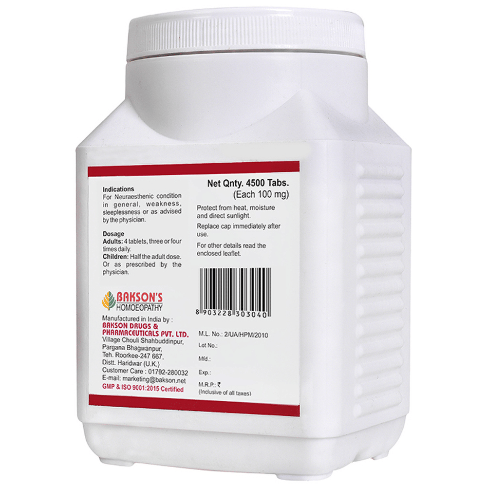 Bakson's Homeopathy Kali Phosphoricum Biochemic Tablet 12X bottle of 4500 biochemic tablets