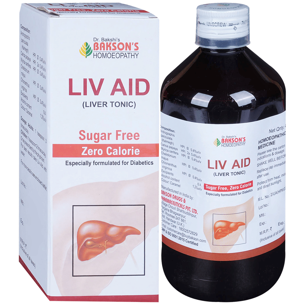 Bakson's Homeopathy Liv Aid Liver Tonic Sugar Free bottle of 450 ml Tonic