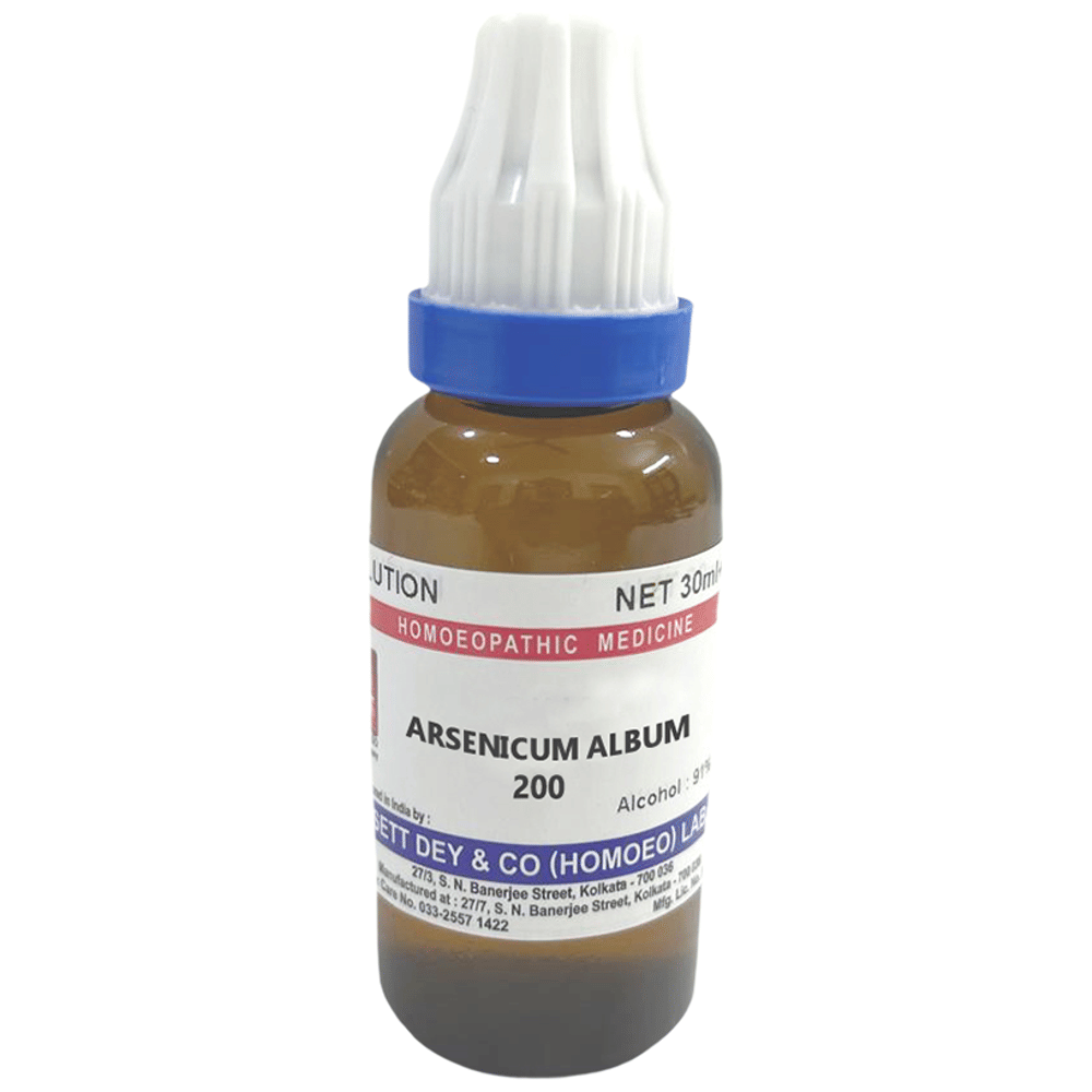 Sett Dey Arsenicum Album Dilution 200 bottle of 30 ml Dilution