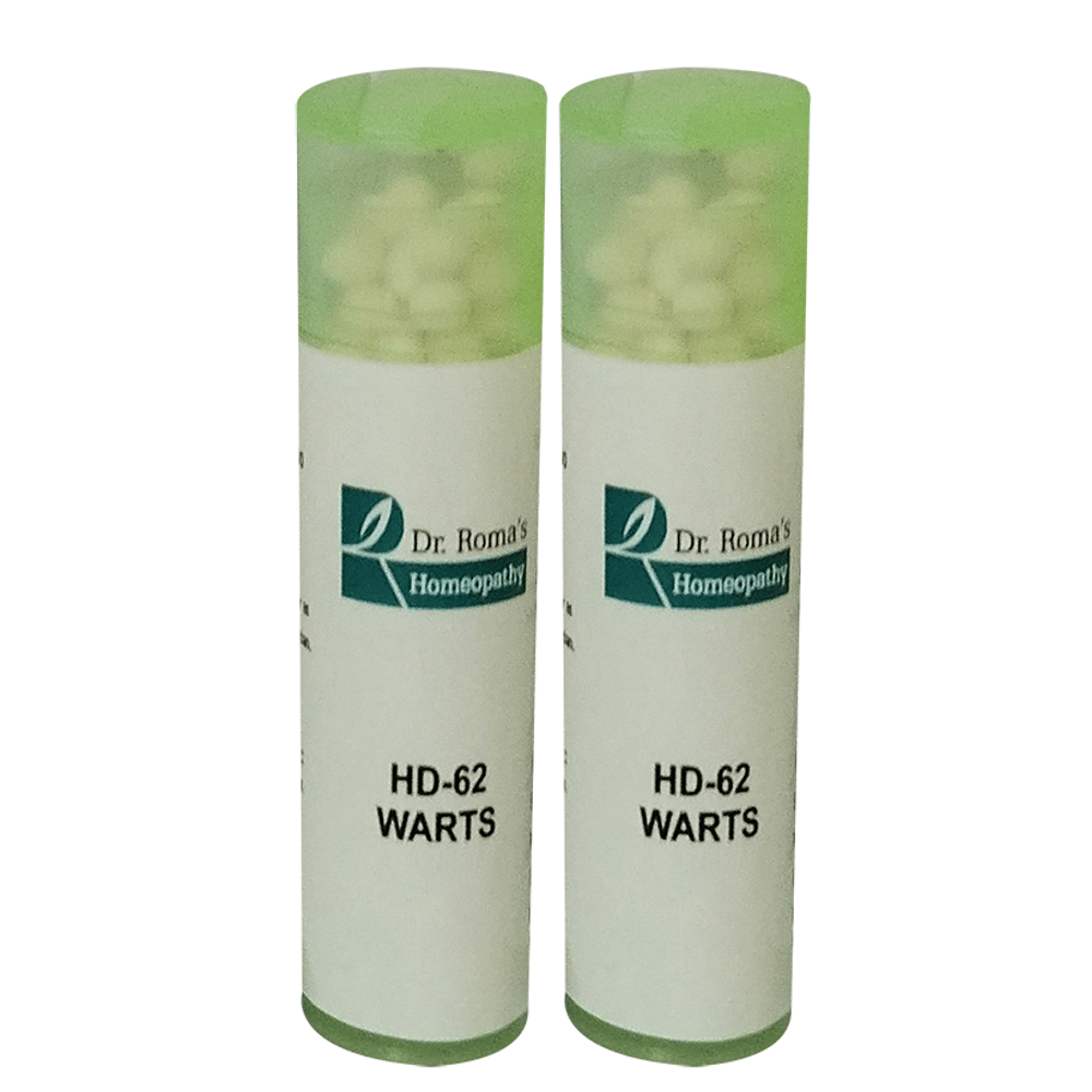 Dr. Romas Homeopathy HD-62 Warts, 2 Bottles of 2 Dram packet of 2 bottles
