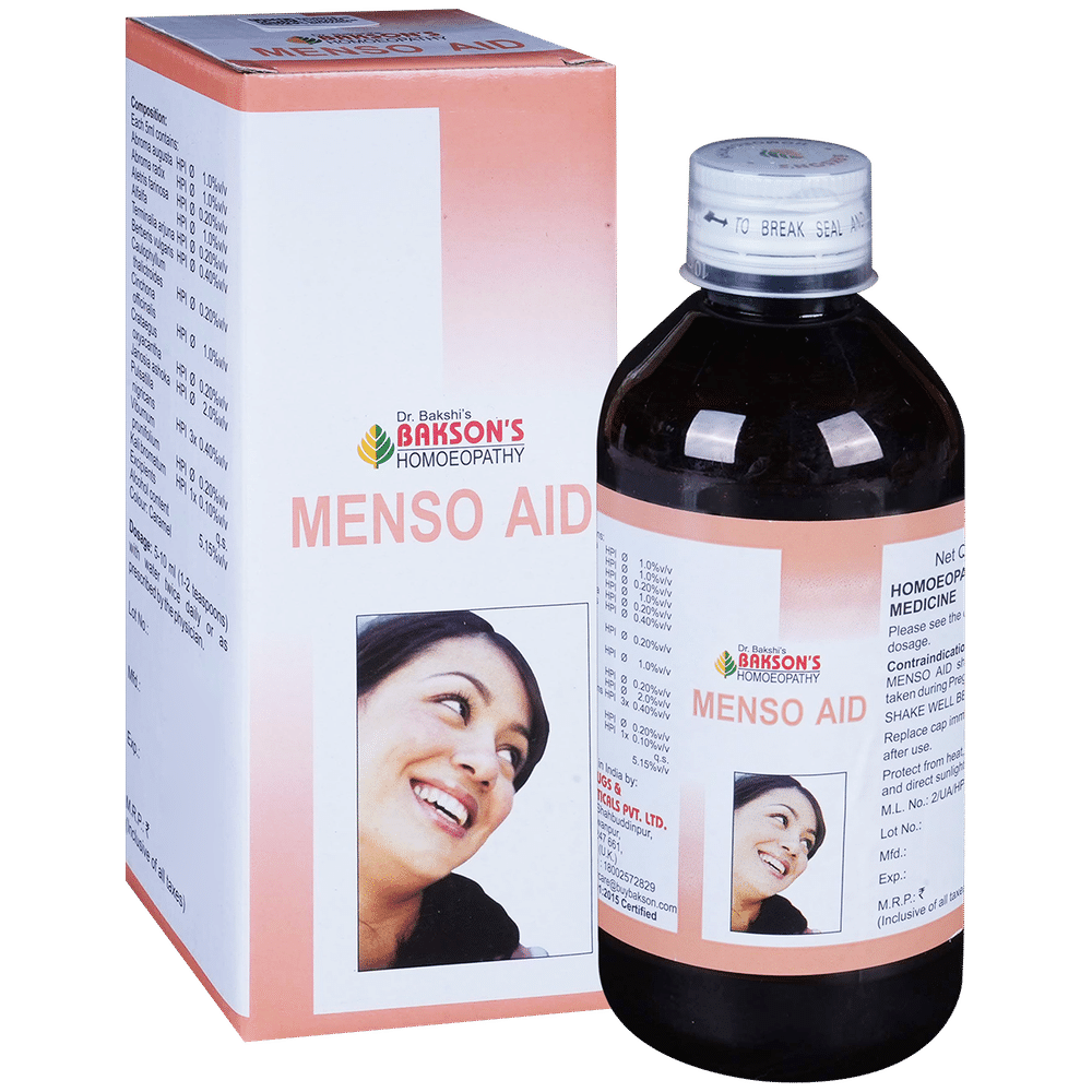 Bakson's Homeopathy Menso Aid Syrup bottle of 450 ml Syrup